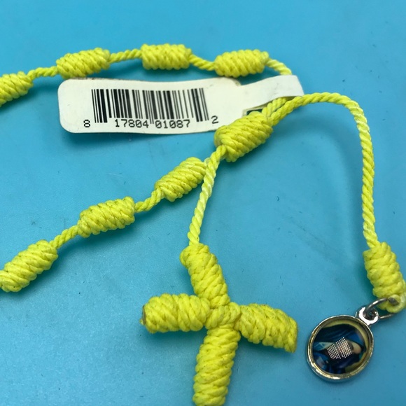 Knotted Bracelet Yellow Cross & Charm - Picture 2 of 5